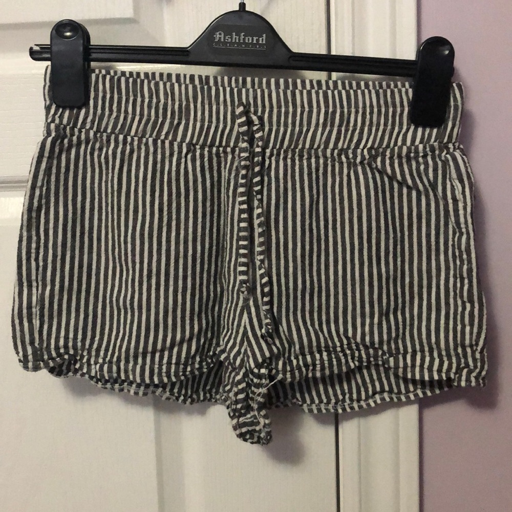 Black and white striped shorts